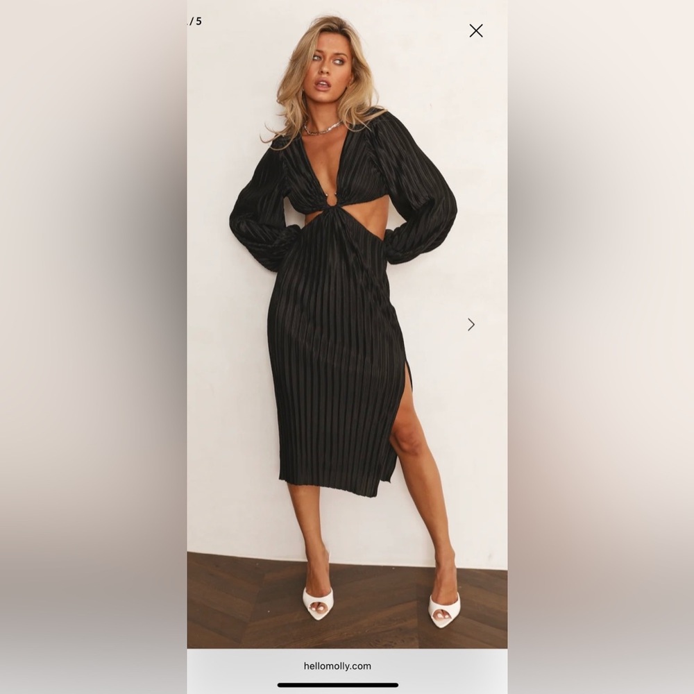 Hello Molly Black Long Sleeve Cut-Out Dress